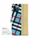 【Genuine】【手帳型】チェック柄　ブルー＆クリーム