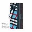 【Genuine】【手帳型】チェック柄　ブルー＆グレー