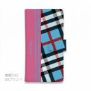 【Genuine】【手帳型】チェック柄　ブルー＆ピンク