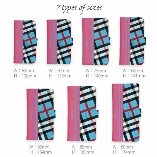 【Genuine】【手帳型】チェック柄　ブルー＆ピンク