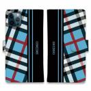 【Genuine】【手帳型】チェック柄　ブルー＆ブラック