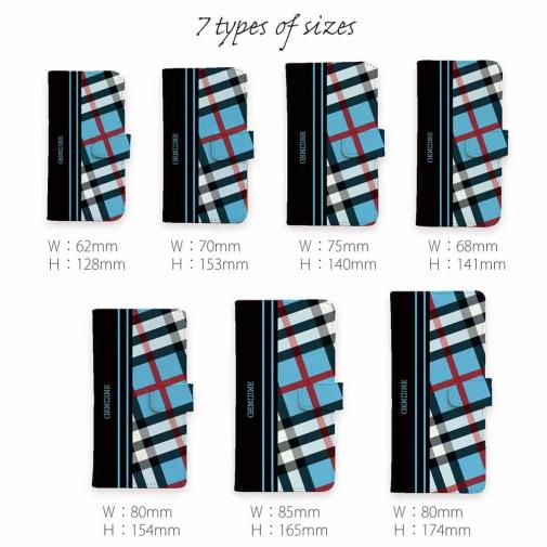 【Genuine】【手帳型】チェック柄　ブルー＆ブラック