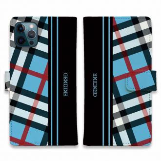 【Genuine】【手帳型】チェック柄　ブルー＆ブラック