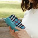 【Genuine】【手帳型】チェック柄　ブルー＆ブルー