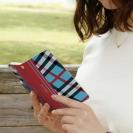 【Genuine】【手帳型】チェック柄　ブルー＆レッド