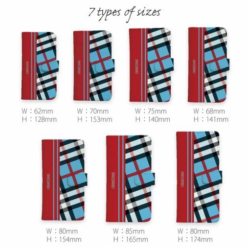 【Genuine】【手帳型】チェック柄　ブルー＆レッド