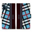【Genuine】【手帳型】チェック柄　ブルー＆ブラウン