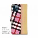 【Genuine】【手帳型】チェック柄　ピンク＆クリーム