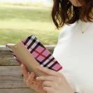 【Genuine】【手帳型】チェック柄　ピンク＆クリーム