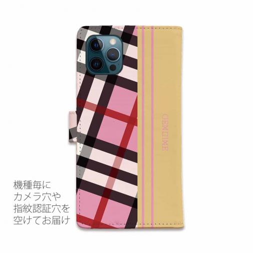 【Genuine】【手帳型】チェック柄　ピンク＆クリーム