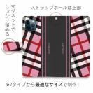 【Genuine】【手帳型】チェック柄　ピンク＆グレー