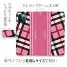 【Genuine】【手帳型】チェック柄　ピンク＆ピンク