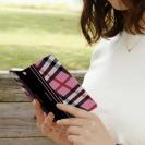 【Genuine】【手帳型】チェック柄　ピンク＆ブラック