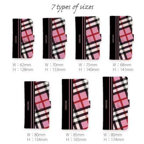 【Genuine】【手帳型】チェック柄　ピンク＆ブラック