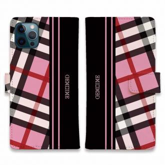 【Genuine】【手帳型】チェック柄　ピンク＆ブラック