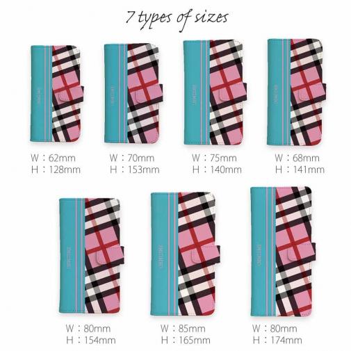 【Genuine】【手帳型】チェック柄　ピンク＆ブルー