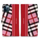 【Genuine】【手帳型】チェック柄　ピンク＆レッド