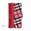 【Genuine】【手帳型】チェック柄　ピンク＆レッド