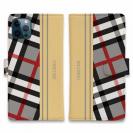 【Genuine】【手帳型】チェック柄　グレー＆クリーム