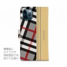 【Genuine】【手帳型】チェック柄　グレー＆クリーム