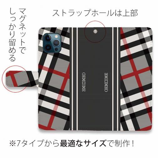 【Genuine】【手帳型】チェック柄　グレー＆グレー