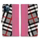 【Genuine】【手帳型】チェック柄　グレー＆ピンク
