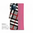 【Genuine】【手帳型】チェック柄　グレー＆ピンク