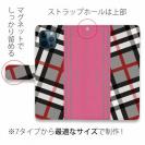 【Genuine】【手帳型】チェック柄　グレー＆ピンク