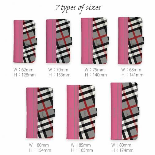 【Genuine】【手帳型】チェック柄　グレー＆ピンク