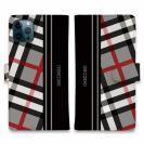 【Genuine】【手帳型】チェック柄　グレー＆ブラック