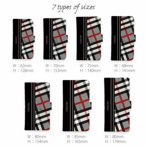 【Genuine】【手帳型】チェック柄　グレー＆ブラック