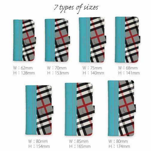 【Genuine】【手帳型】チェック柄　グレー＆ブルー