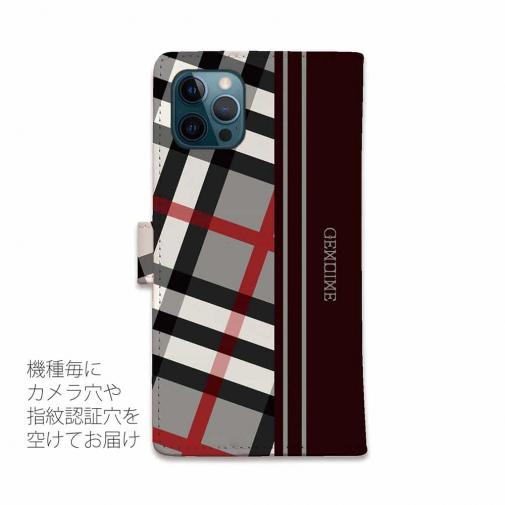 【Genuine】【手帳型】チェック柄　グレー＆ブラウン