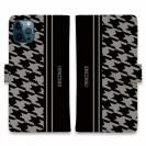 【Genuine】【手帳型】千鳥柄　ブラック＆グレー