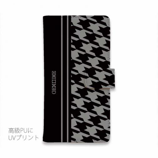 【Genuine】【手帳型】千鳥柄　ブラック＆グレー