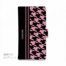 【Genuine】【手帳型】千鳥柄　ブラック＆ピンク