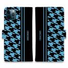 【Genuine】【手帳型】千鳥柄　ブラック＆ブルー