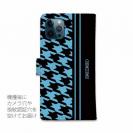 【Genuine】【手帳型】千鳥柄　ブラック＆ブルー