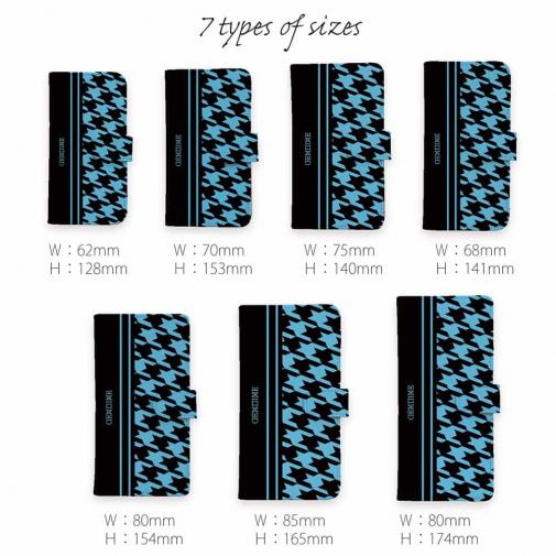 【Genuine】【手帳型】千鳥柄　ブラック＆ブルー