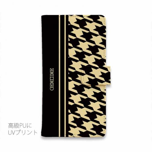 【Genuine】【手帳型】千鳥柄　ブラック＆ベージュ