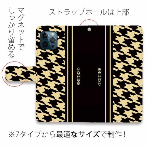 【Genuine】【手帳型】千鳥柄　ブラック＆ベージュ