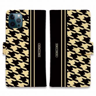 【Genuine】【手帳型】千鳥柄　ブラック＆ベージュ