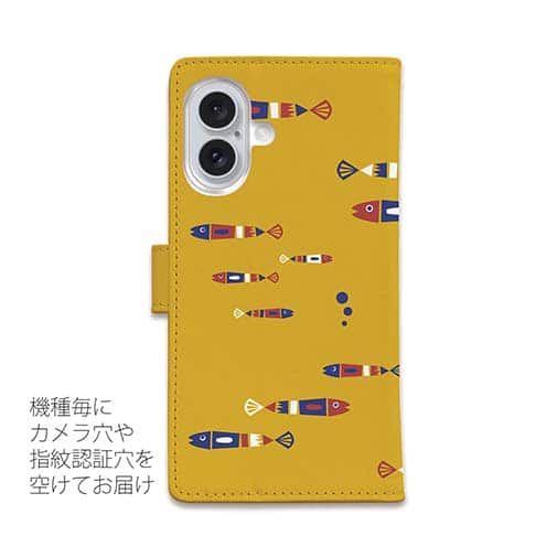 【手帳型】【釣りざんまい】レトロフィッシュ_オレンジ