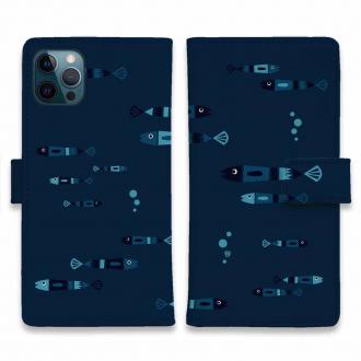 【手帳型】【釣りざんまい】レトロフィッシュ_ダーク