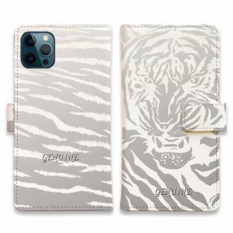 【Genuine】【手帳型】虎 ホワイト タイガー