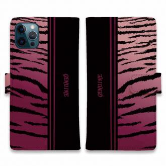 【Genuine】【手帳型】虎 タイガー ピンク ライン