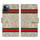 【Genuine】【手帳型】蛇柄 ベージュ 横ライン 縁担ぎ