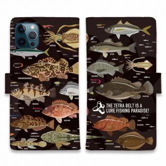 【手帳型】【FISH MAN】テトラ帯は釣り天国！ ブラック