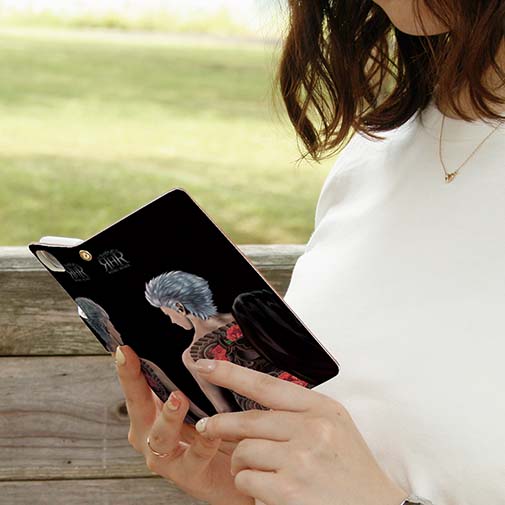 【ROMI HIME】【手帳型】彫青 牡丹 和柄