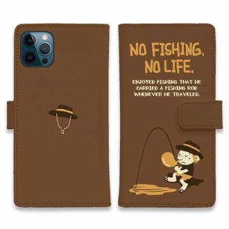 【手帳型】【釣りざんまい】ウトウトアングラー_ブラウン